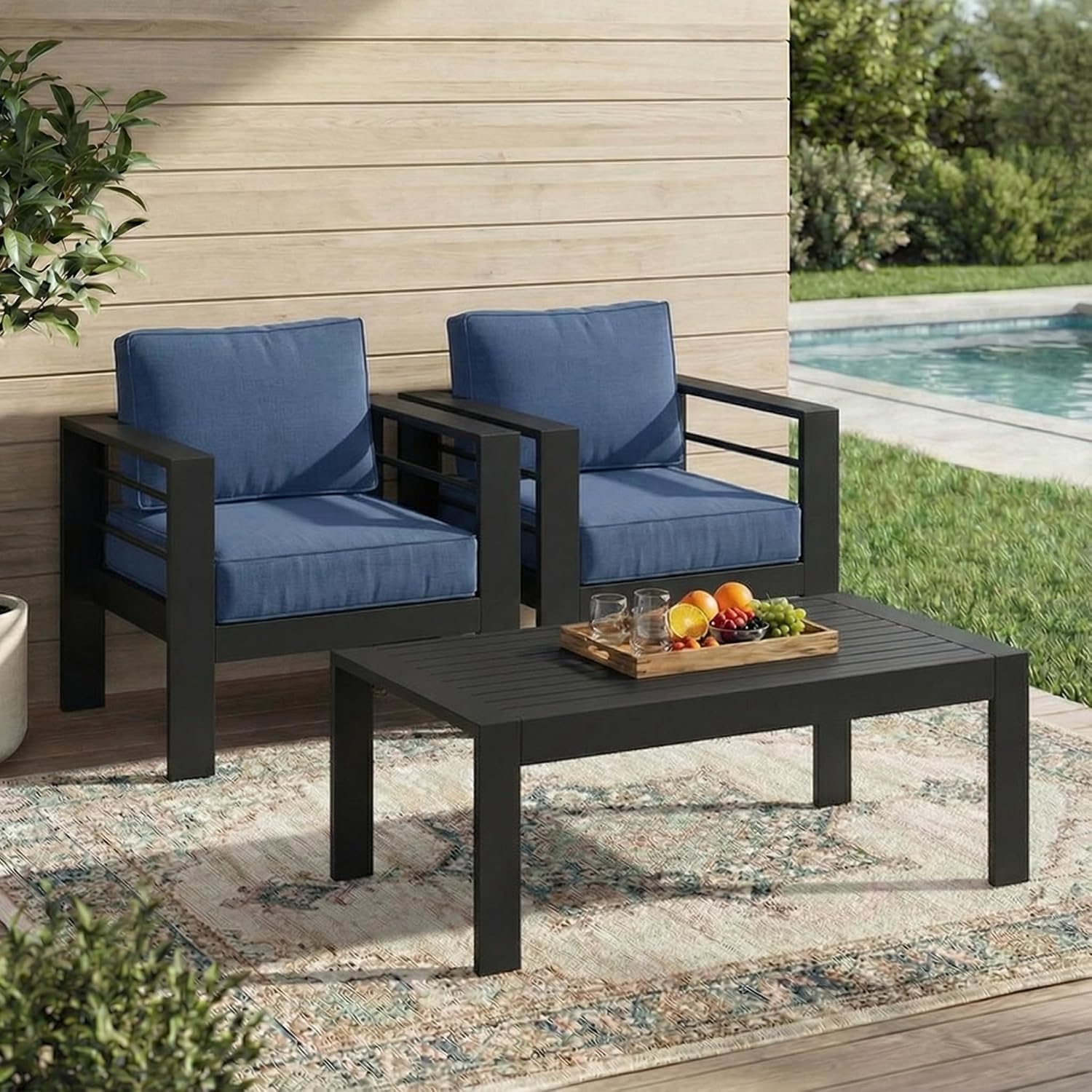 Solaste Aluminum Patio Furniture Set for All Weather, Oversized Metal Outdoor Furniture Set with 27.5' Deep Seating and 3.2' Wide Armrest, Outdoor Patio Sofa with 10' Back Suport Cushion
