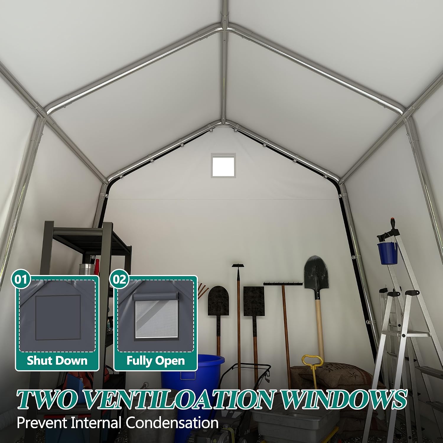 GARTOO 10' x 10' Outdoor Storage Shelter - Heavy Duty Storage Tent with Roll-up Ventilated Windows, Portable Garage Zipper Storage shed for Bike, Motorcycle Shelter, ATV, Weeding Tools