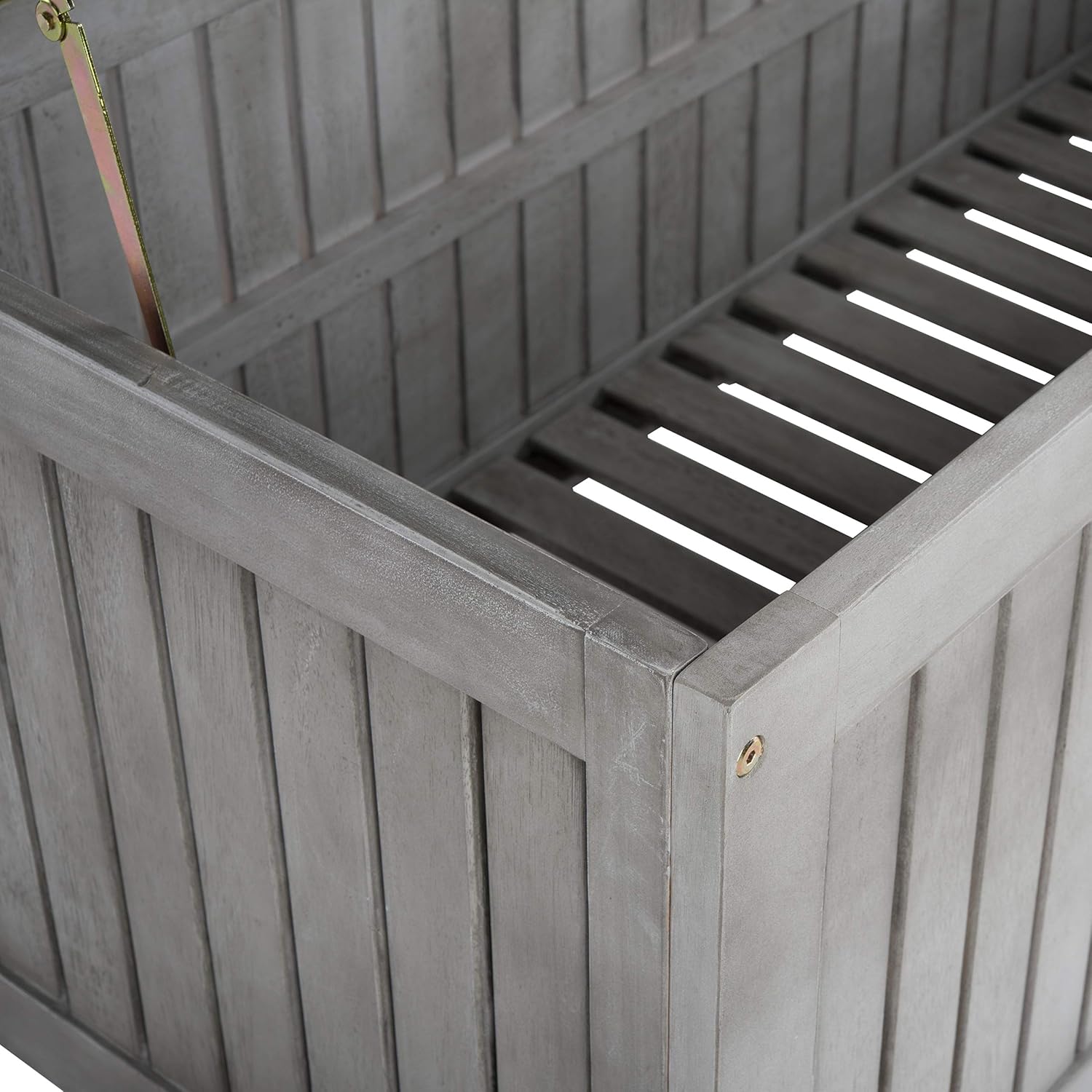 SAFAVIEH Outdoor - Abri Cushion Storage Box - Grey Solid Wood - Coastal Resort Storage Bench Design - Ideal for Patio, Deck, Porch, Backyard, 18' W x 47' D x 19' H (PAT7037B)