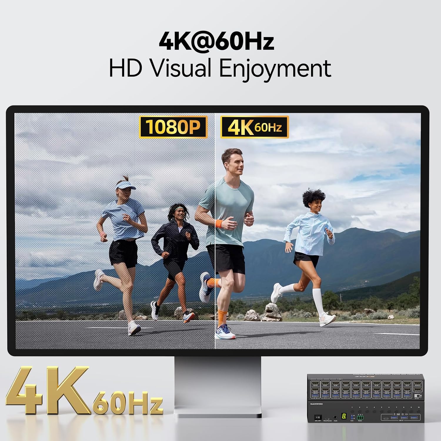 8 Port DisplayPort KVM Switch 4K@60Hz EDID Simulation, USB 3.0 DP KVM Switch for 8 Computers Share 1 Monitor and 4 USB Devices, Audio RS232,Wired Remote, 12V Power Supply & 8 USB Cables Included