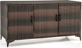 Giantex 84-Gallon Wicker Deck Box - Patio Storage Cabinet, 3-Door PE Rattan Storage Container with Removable Shelves, Indoor & Outdoor Package Box for Porch, Patio Furniture Cushions Tools (Brown)