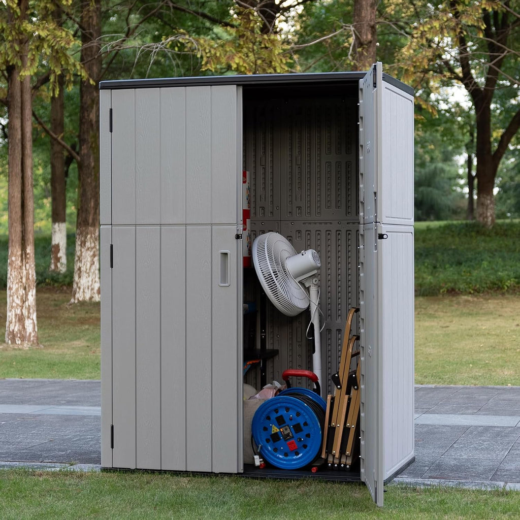 Mrosaa Outdoor Storage Shed Waterproof,Resin Storage Sheds Outdoor with Floor,Outdoor Storage Cabinet for Garage Storage, Pool Storage, Bike, Garden (57Cu.ft)