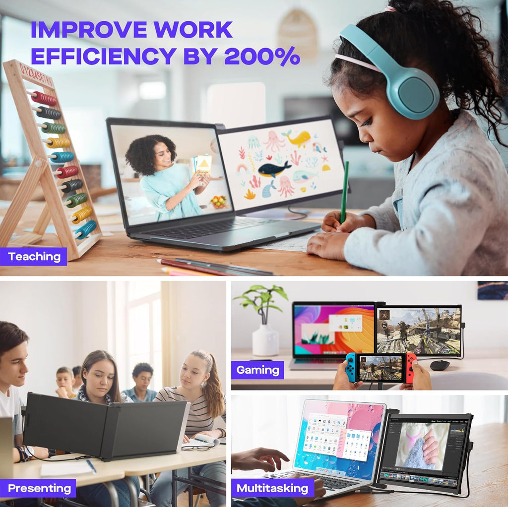New Mobile Pixels Nexus 13.3' Portable Laptop Monitor, USB Type-C/USBA/HDMI Plug and Play Laptops Screen Extender, Ultra-Thin FHD 1080P Monitor, Compatible with Windows/Mac/Android/Switch