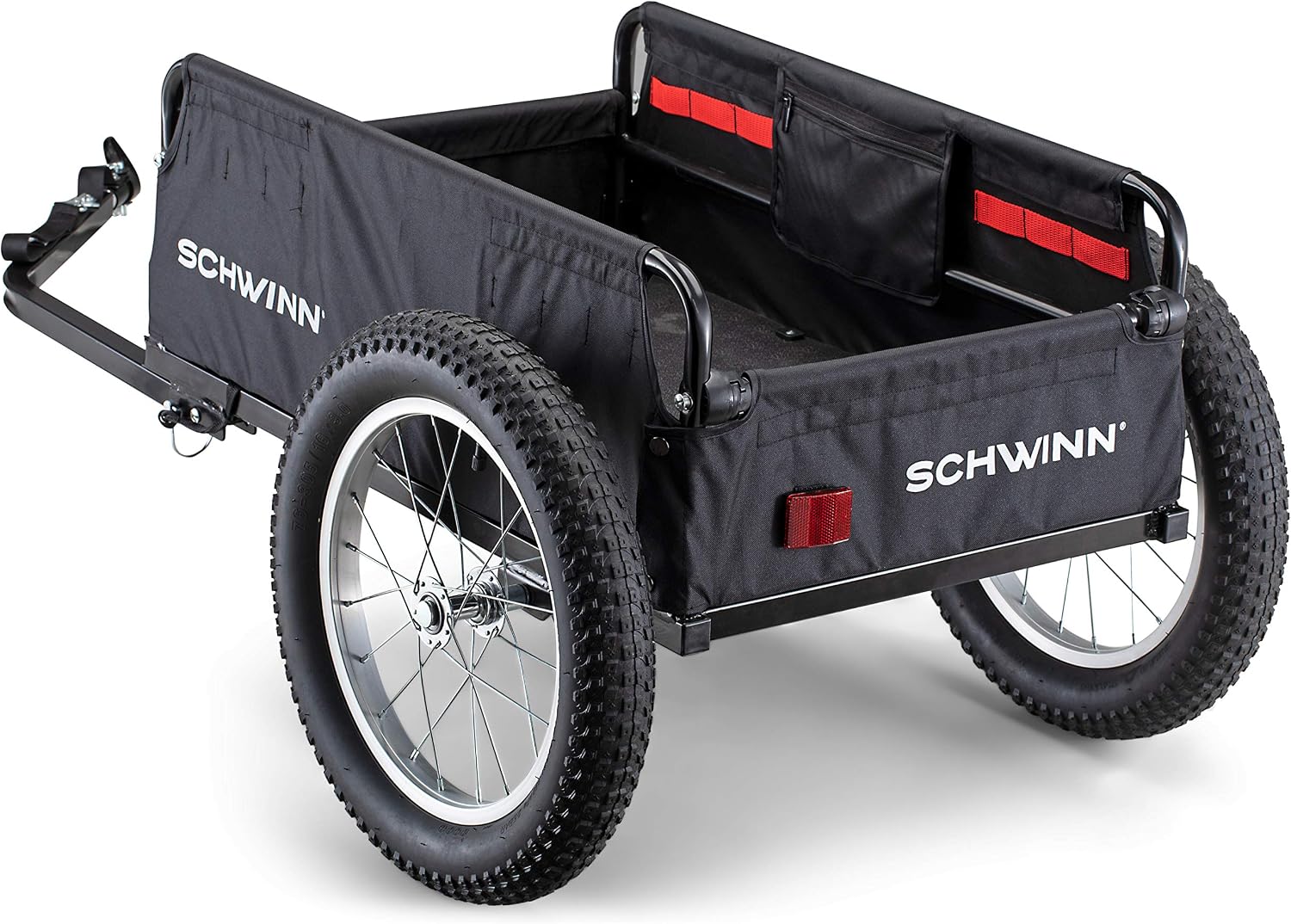 Schwinn Porter Bike Cargo Trailer, Holds up to 100 lb, Universal Coupler, Folding Frame, Quick-Release Wheels, 16-Inch Air-Filled Tires, Interior D-Rings, Schwinn Bike Trailer for Carrying Cargo