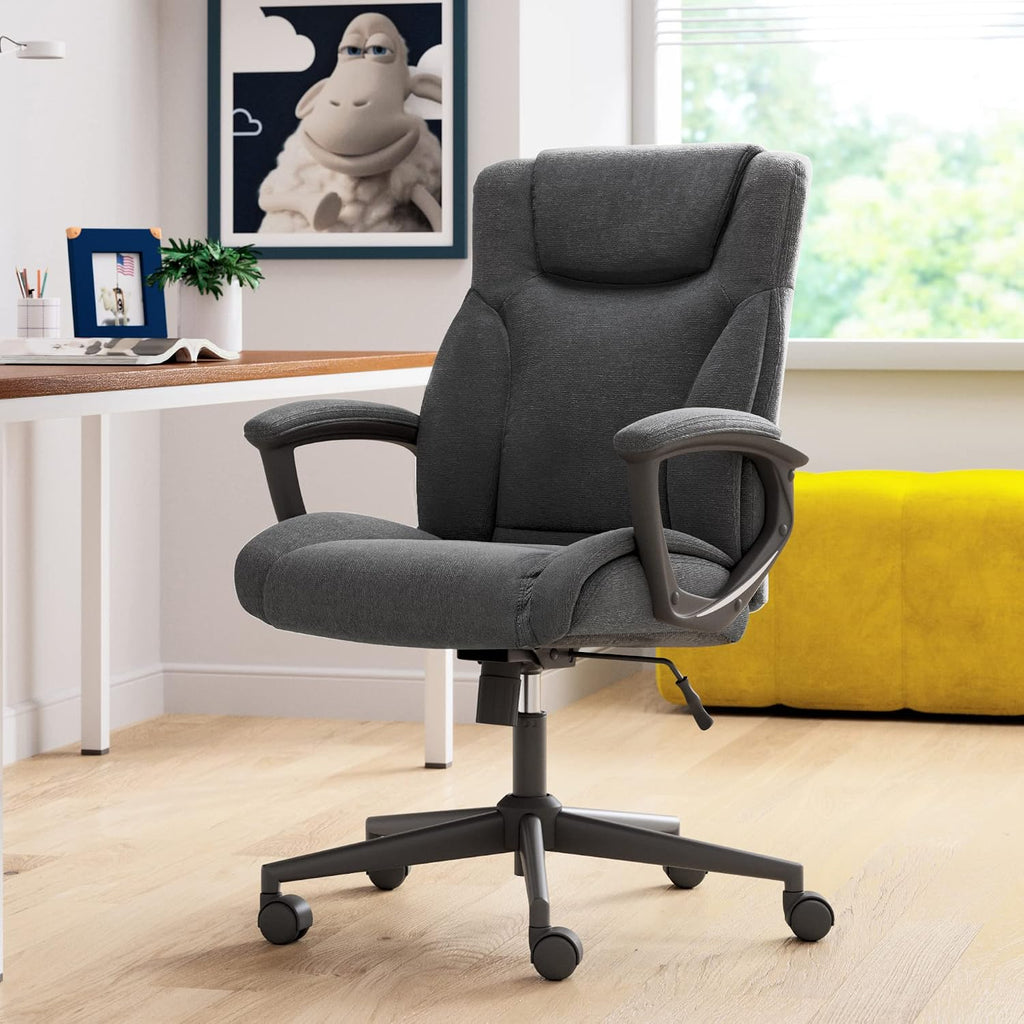 Serta Connor Executive Office Chair, Ergonomic Computer Chair with Layered Body Pillows, Contoured Lumbar, Adjustable Seat, Microfiber Fabric, Black