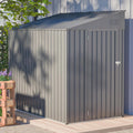 4 × 7 FT Lean to Storage Shed, Outdoor Metal Wall Side Bike Mower Sheds & Outdoor Storage Cabinet, Lockable Tool Organization Shed for Garden Patio