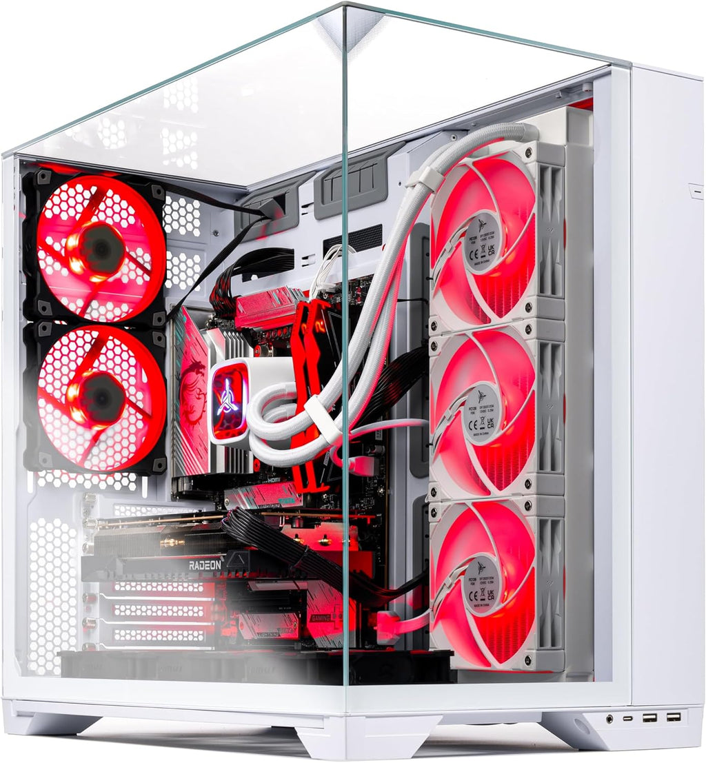 Skytech Gaming O11 Vision Gaming PC, AMD Ryzen 7 7800X3D 4.2GHz, AMD RX 9070XT 16GB VRAM, 1TB Gen4 NVMe SSD, 32GB DDR5 RAM 6000, 850W Gold ATX 3 PSU, 360 ARGB AIO, WI-FI 5, Windows 11, Desktop