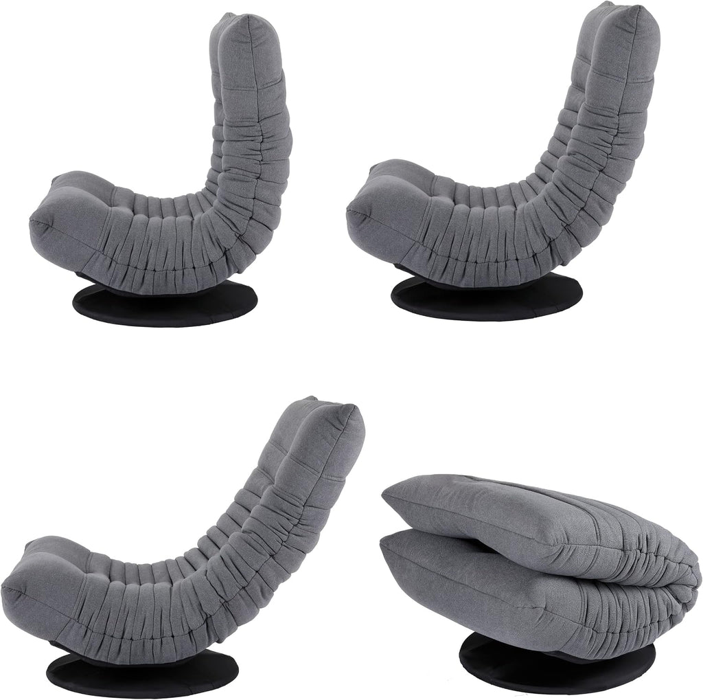 BIRDROCK HOME Swivel Floor Chair - 360 Adjustable Memory Foam Lounge Seat - Gaming - Comfortable Back Support - Cushion Dorm Rocker - Comfy for Reading Game Meditating - Fully Assembled (Grey)