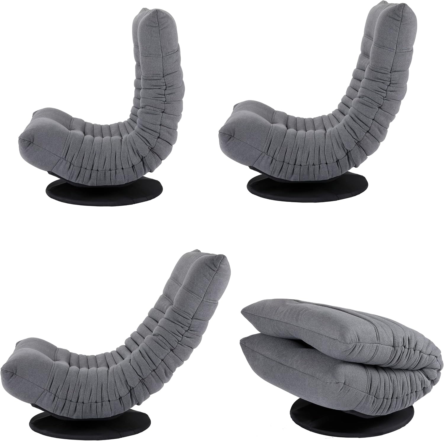 BIRDROCK HOME Swivel Floor Chair - 360 Adjustable Memory Foam Lounge Seat - Gaming - Comfortable Back Support - Cushion Dorm Rocker - Comfy for Reading Game Meditating - Fully Assembled (Grey)