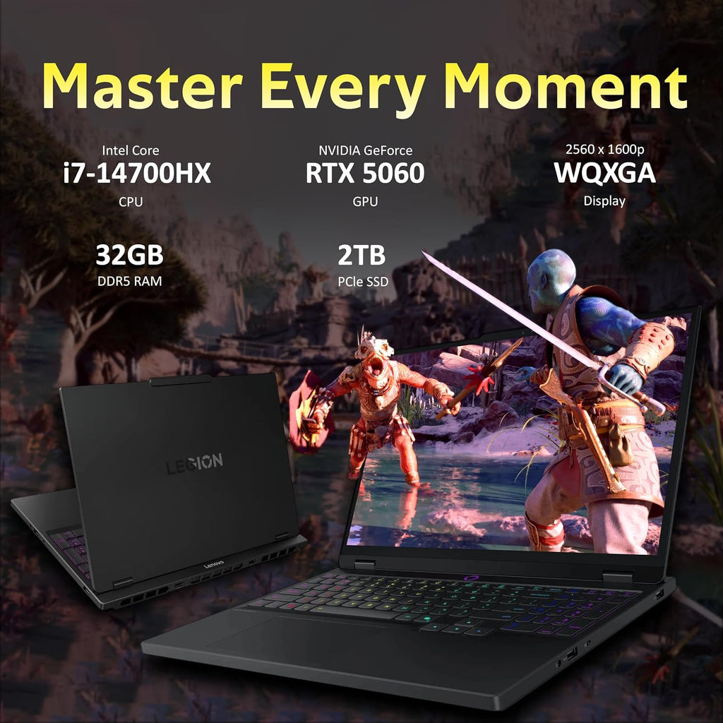 Lenovo Legion 5 15.1' WQXGA 165Hz Gaming Laptop, Intel i7-14700HX, 32GB DDR5, 2TB PCIe SSD, NVIDIA GeForce RTX 5060, Backlit Keyboard, 5.0MP Camera, Wi-Fi 7, Win 11 Pro, Gray, 1TB Docking Station Set