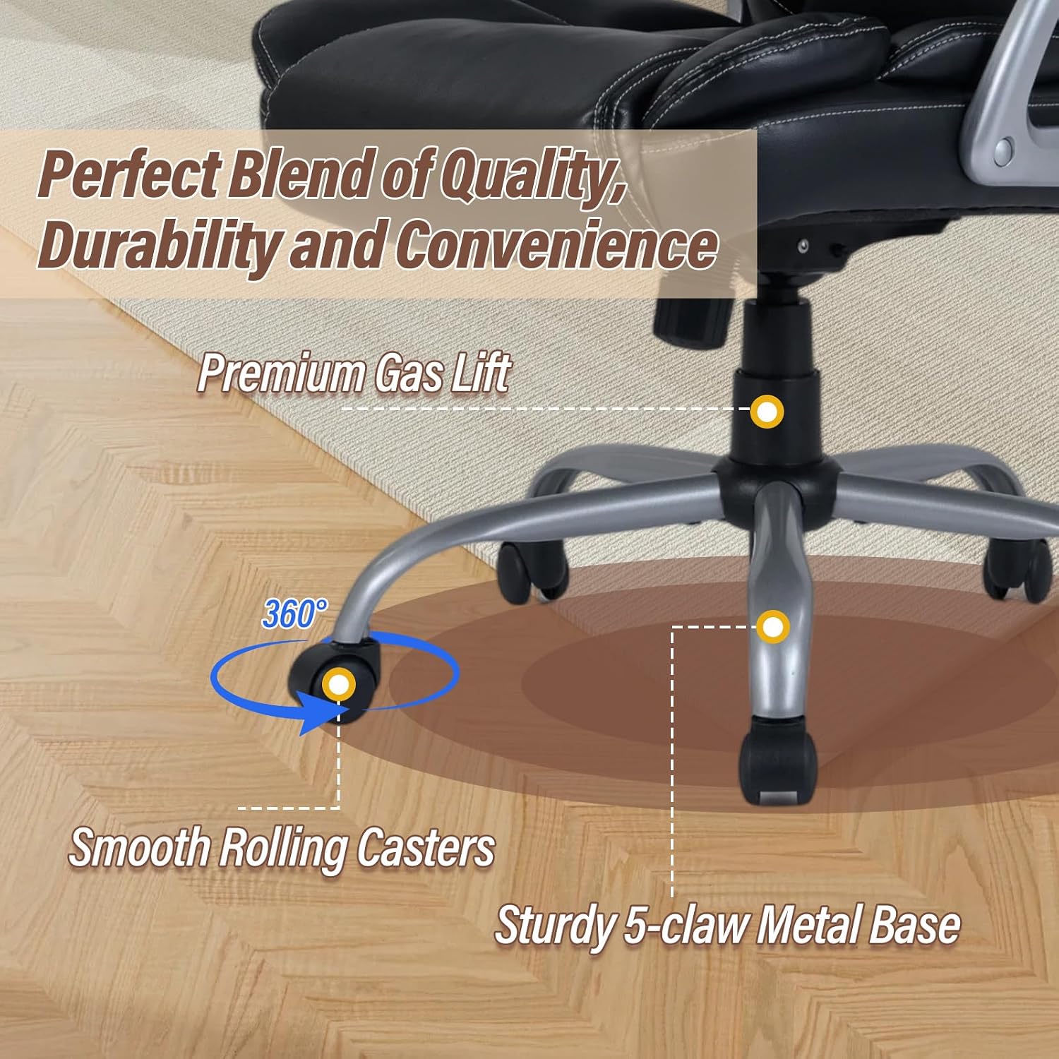 Giantex Executive Office Chair, Leather Ergonomic Computer Desk Chair w/Rocking Function, Padded Seat & Arms, Height Adjustable Gaming Chairs, High Back Rolling Swivel Chair for Home Office (Black)