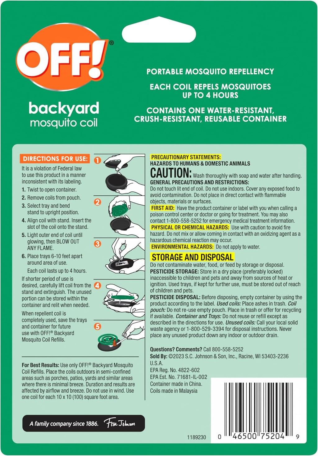 OFF! Backyard Mosquito Coils with Trays and Protective Container Country Fresh Scent Repel Mosquitoes for Patio and Deck Outdoor Use Up to 4 Hours per Coil 3 Count (Pack of 12)