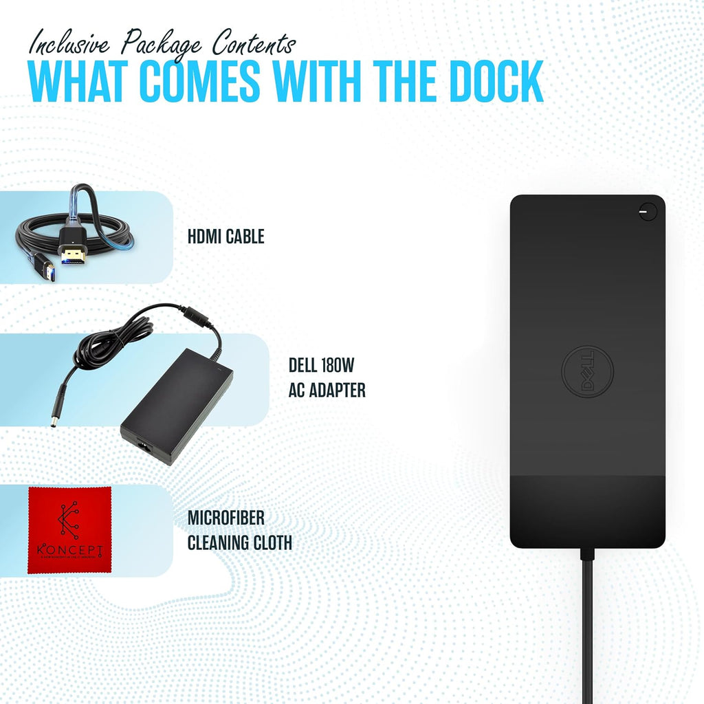 WD19S Dell Docking Station Dual Monitor - Dock Station with 180W + USB Type-C + HDMI + Dual DisplayPort - Ultimate Laptop Docking Station