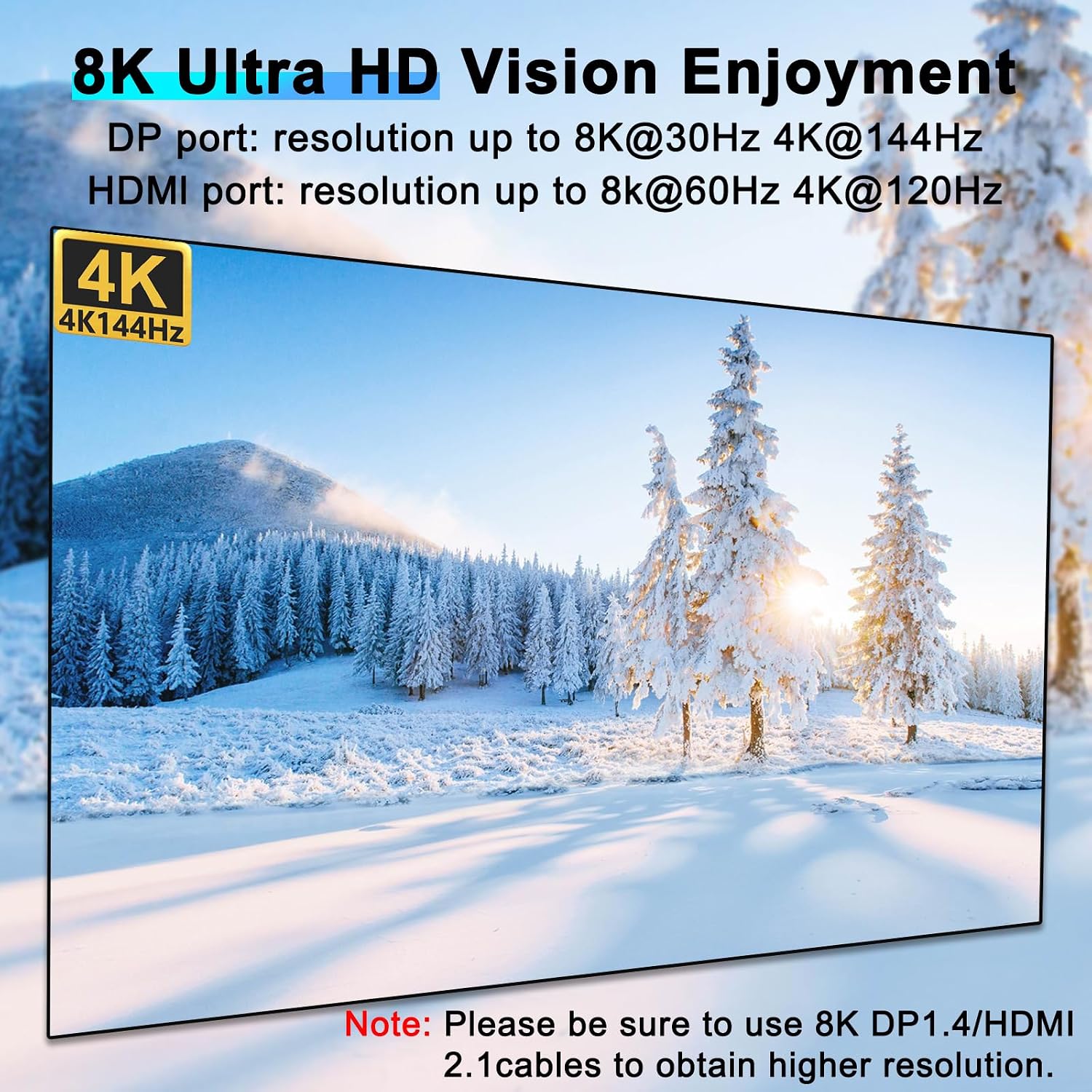 KVM Switch 3 Monitors 4 Computers HDMI + DisplayPort, KCEVE USB 3.0 DP KVM Switcher, 8K@30Hz/4k@144Hz DP KVM for 4 PC Share 3 Display and 4 USB 3.0 Devices