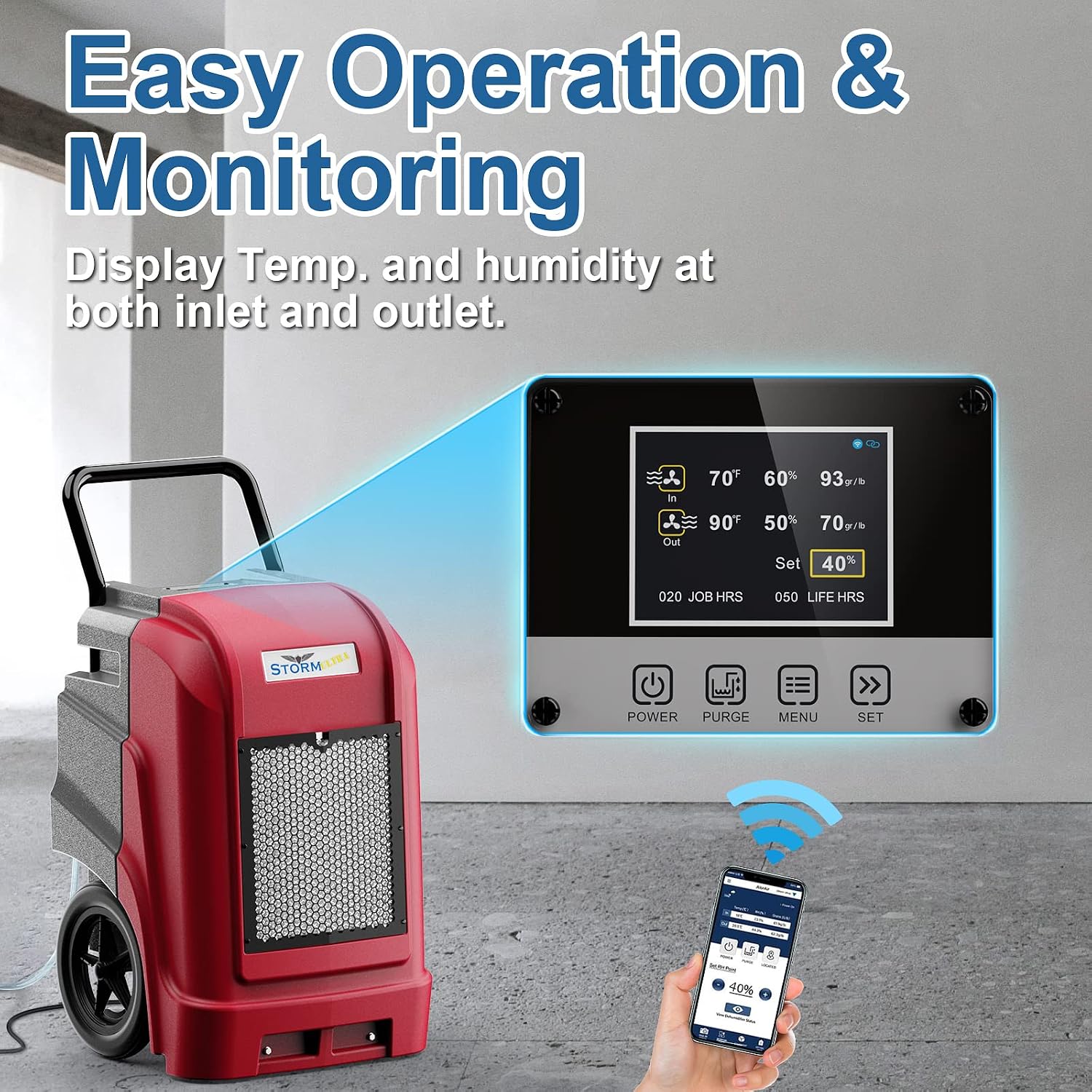 ALORAIR Smart WiFi Commercial Dehumidifier 190 PPD with Pump, Industrial Dehumidifiers Large Capacity for Basements, Garages & Job Sites, 5 Years Limited Warranty