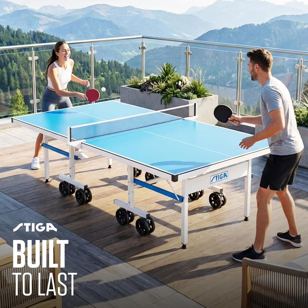 STIGA Outdoor Table Tennis Table – All-Weather Waterproof Aluminum Ping Pong Table with Net & Post, QuickPlay Assembly, 108' L x 60' W x 30' H