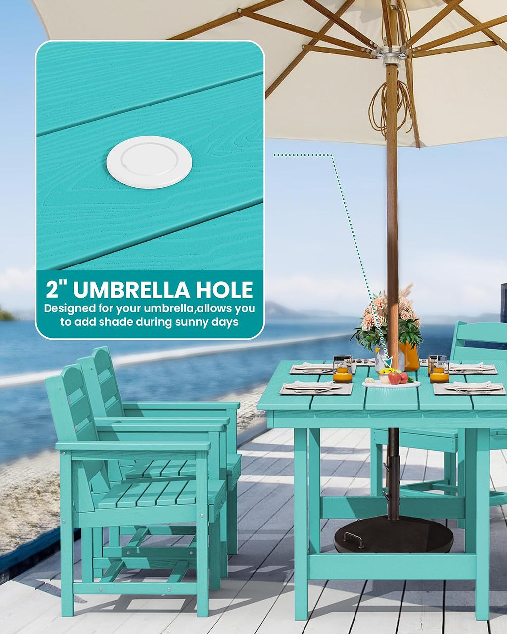 SERWALL Patio Dining Sets for 10 Person, HDPE Dining Set with 2 Tables, 8 Armless Chairs and 2 Armed Dining Chairs, Aruba