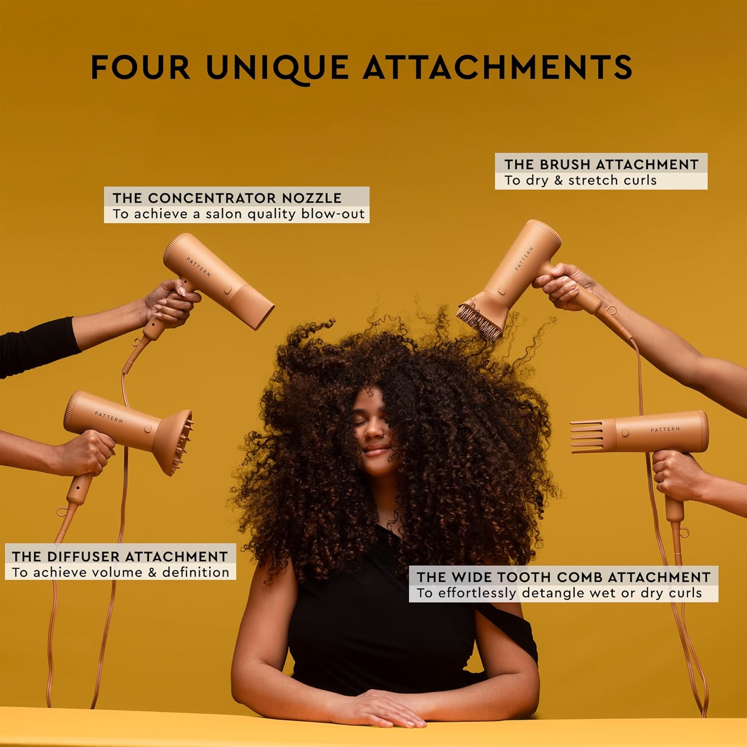 PATTERN by Tracee Ellis Ross Blow Dryer with Four Attachments for Curly, Coily & Tight Texture Hair