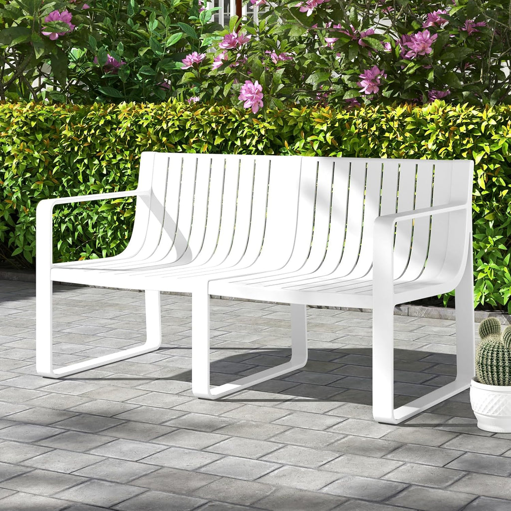 Tangkula 3-Piece Patio Furniture Set, Outdoor Conversation Set w/1 Loveseat & 2 Side Tables, All-Weather Patio Bistro Set for Lawn, Backyard, Poolside, Balcony, Garden, Deck, Blue