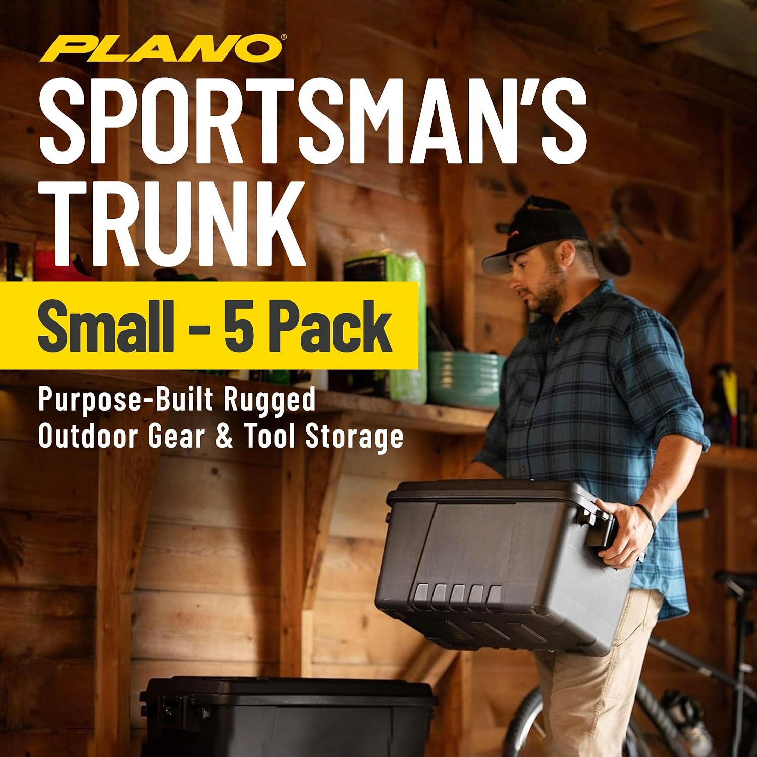 Plano 5 Pack Small Sportsman's Trunk for Outdoor Gear and Tools with Integrated Easy-Glide Wheels for Smooth Transport, Black