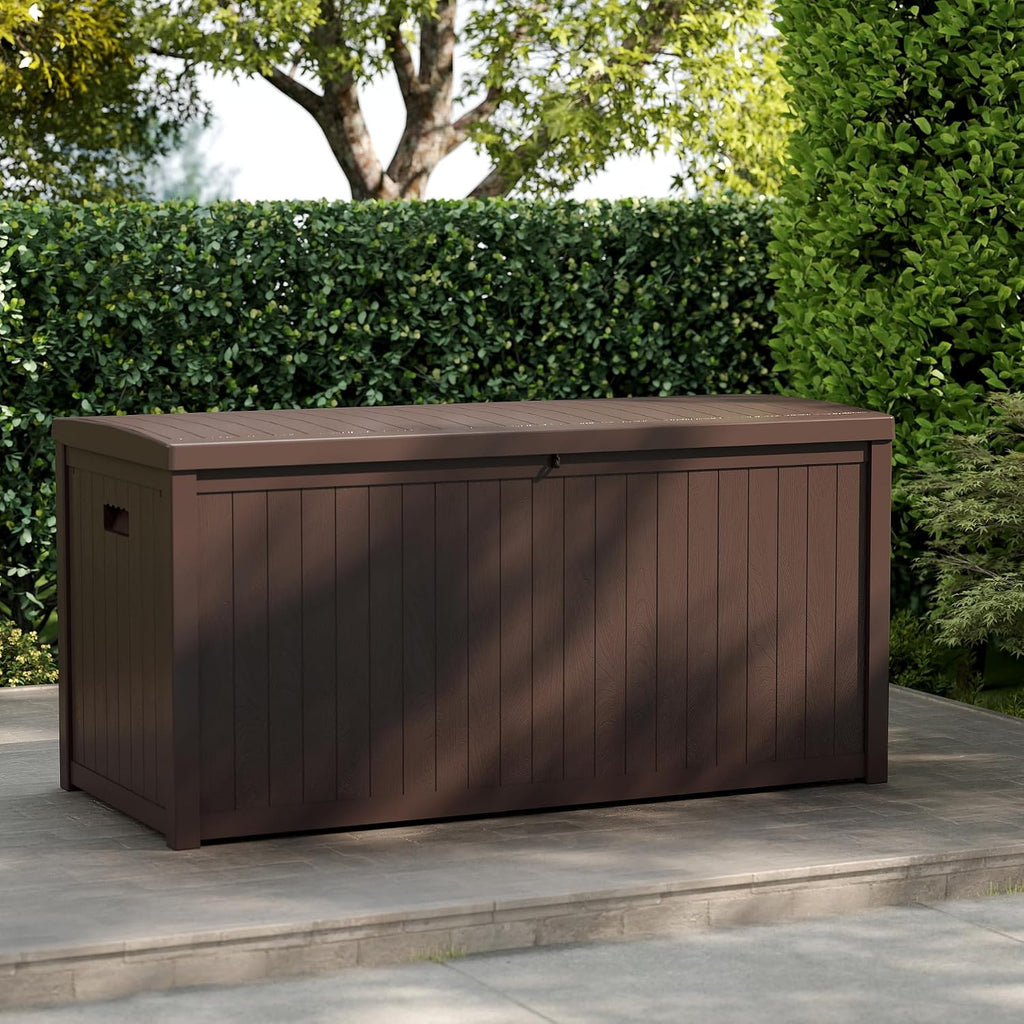 ZYJOYY Outdoor Storage Box, 120 Gallon Waterproof Deck Box with Lid Indoor and Outdoor Use, Resin Storage Bin for Package Delivery, Patio Cushions, Gardening Tools, Lockable, UV Resistant