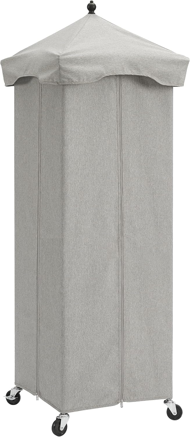 Crosley Furniture Grady Towel Valet Caddy, Covered Rolling Outdoor Storage for Pool and Hot Tub, Gray/Matte Black