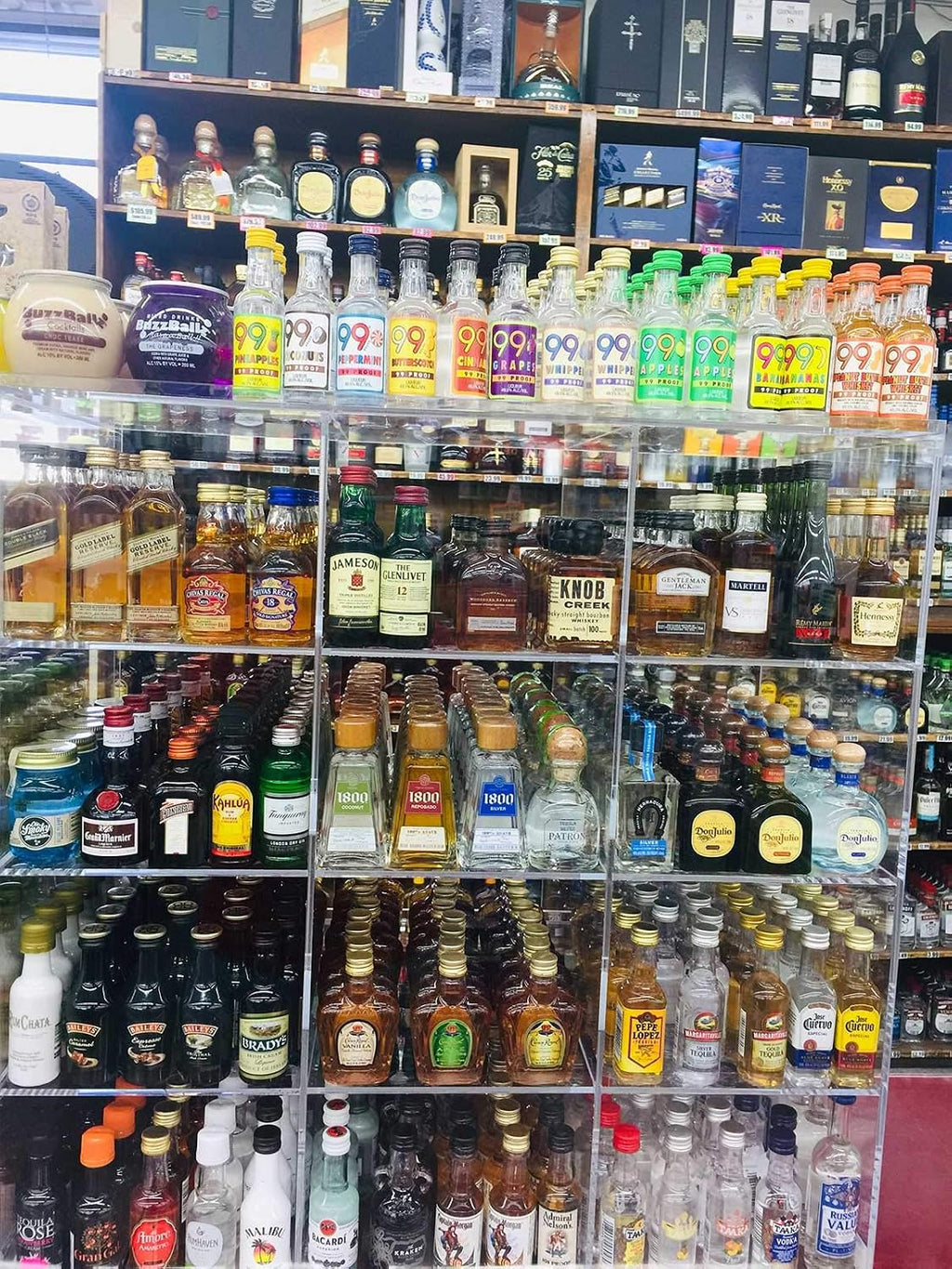 Commercial Retail Display for Mini Sampler 50ml Liquor Shot Airplane Bottles Nips Rack Also Any Other Point of Sale Items 12 Section