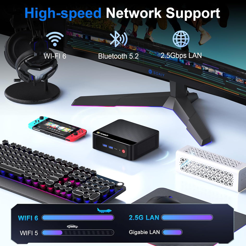Beelink SER5 Mini PC with AMD Ryzen 5 5625U (6C/12T, 7 CUs GPU 1800MHz), 16GB 3200MHz DDR4 500GB SSD, Mini Desktop Computers Support 2.5 Inch HDD Expend/4K Output/2.5G LAN/WiFi 6/BT5.4 Home/Office