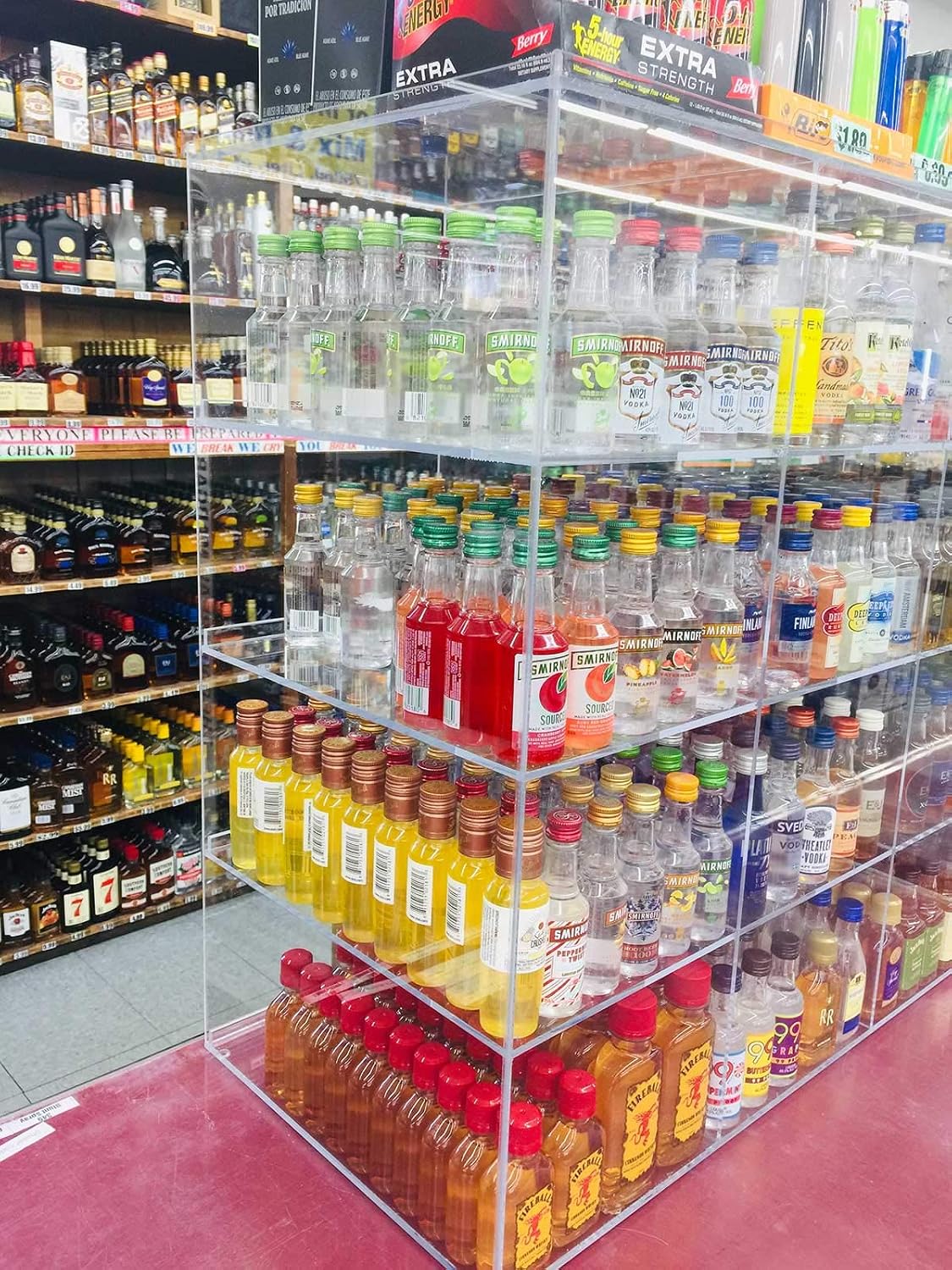 Commercial Retail Display for Mini Sampler 50ml Liquor Shot Airplane Bottles Nips Rack Also Any Other Point of Sale Items 12 Section