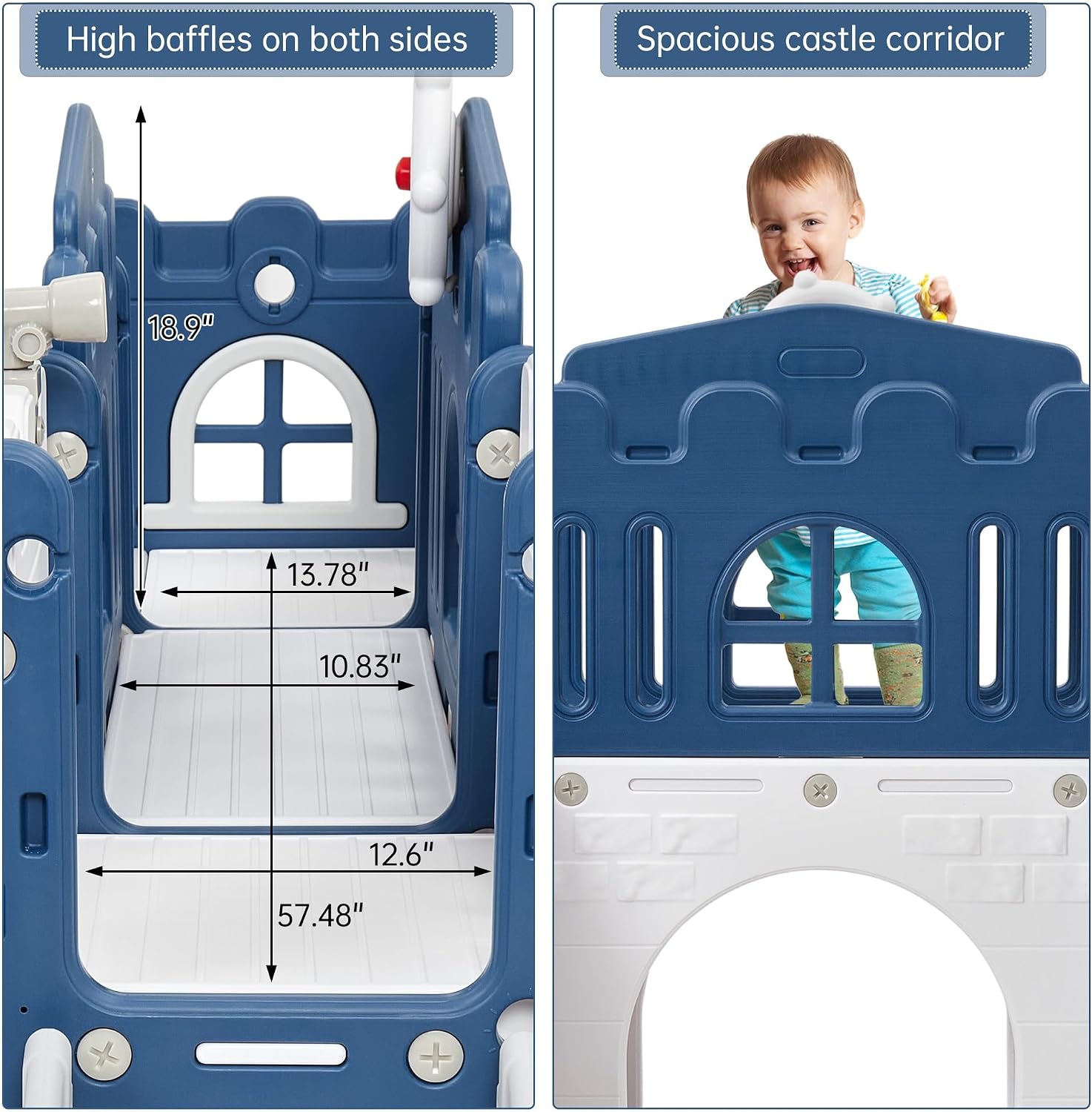 Garvee Toddler Slide 8 in 1 Toddler Playset for Toddlers Age 1-3, Baby Playset for Indoor Outdoor Playground with Climber, Crawling Tunnel, Basketball Hoop, Telescope, Toy Storage
