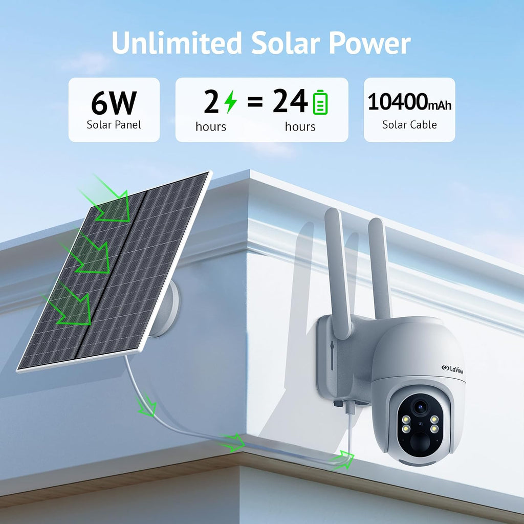 LaView 4G LTE Cellular Security Camera 2K Solar Camera Outdoor Wireless, Solar Powerd Security Camera with Color Night Vision, 3MP HD Cameras for Home Security Motion Detection,US Cloud