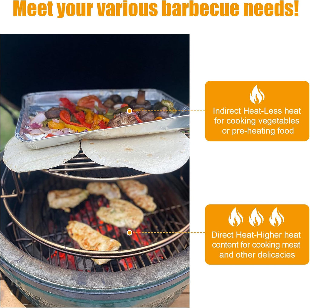 BBQ-PLUS Expander Rack Replacement Kit for XL Big Green Egg,Heavy Duty Stainless Steel 3 Tier 5 Piece Grill Basket Accessories with Removable Cooking Rack System Large