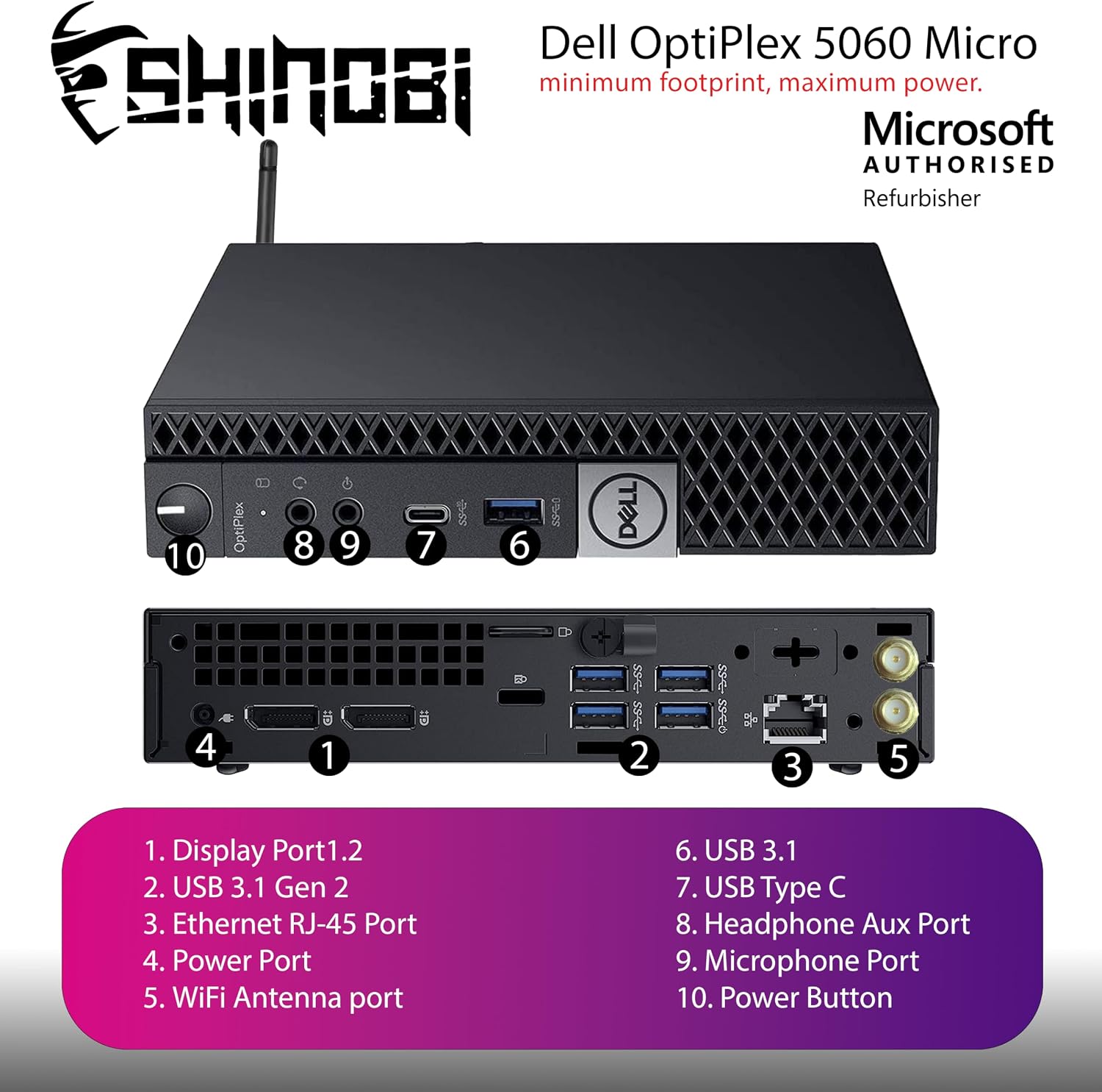Dell OptiPlex 5060 Micro PC | Intel Core i5-8500T | 8GB RAM | 256GB NVME | Windows 11 Pro | Built in WiFi 6E+BT 5.3 | Mini PC | Pc Monitor Mount (Renewed)