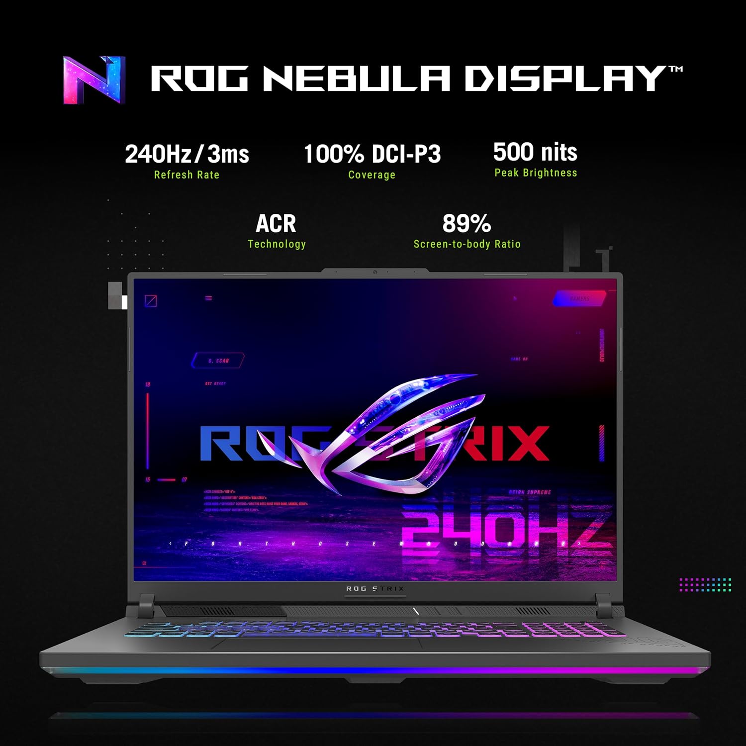 ASUS ROG Strix G18 Latest 2026 AI Gaming Laptop Copilot + PC 18' 2.5K Nebula 240Hz Display (Ryzen 9 8940HX, GeForce RTX 5070 8GB, 32GB DDR5, 8TB SSD, RGB KB, WiFi 6E, BT 5.4, Win 11 Pro) w/DKZ Hub