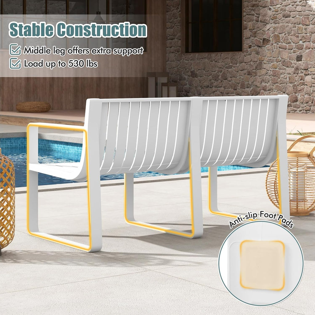 Tangkula 3-Piece Patio Furniture Set, Outdoor Conversation Set w/1 Loveseat & 2 Side Tables, All-Weather Patio Bistro Set for Lawn, Backyard, Poolside, Balcony, Garden, Deck, Blue