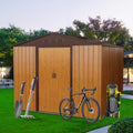 Favfurish 10x8 FT Outdoor Storage Shed, Garden Tool House with Metal Floor Base, Double Sliding Doors, Air Vents, Storage Clearance for Backyard, Patio, Garage, Lawn, Coffee