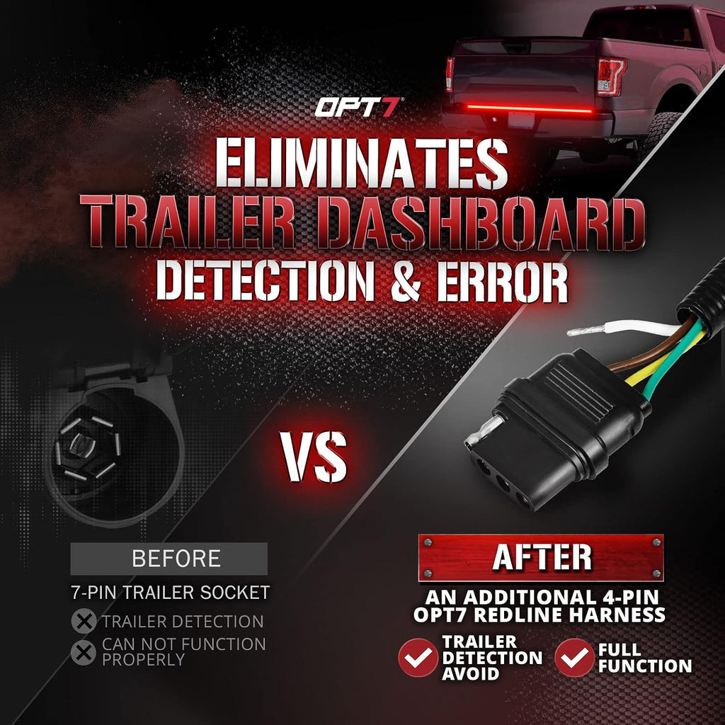 OPT7 Dynamic Taillight for F150 2015-2018 w/o Blind Spot Monitor – Redline 60' Aluminum Rigid 2-Section Triple Row LED Truck Tailgate Light Bar w/Sequential Red Turn + Plug'n'Play Harness