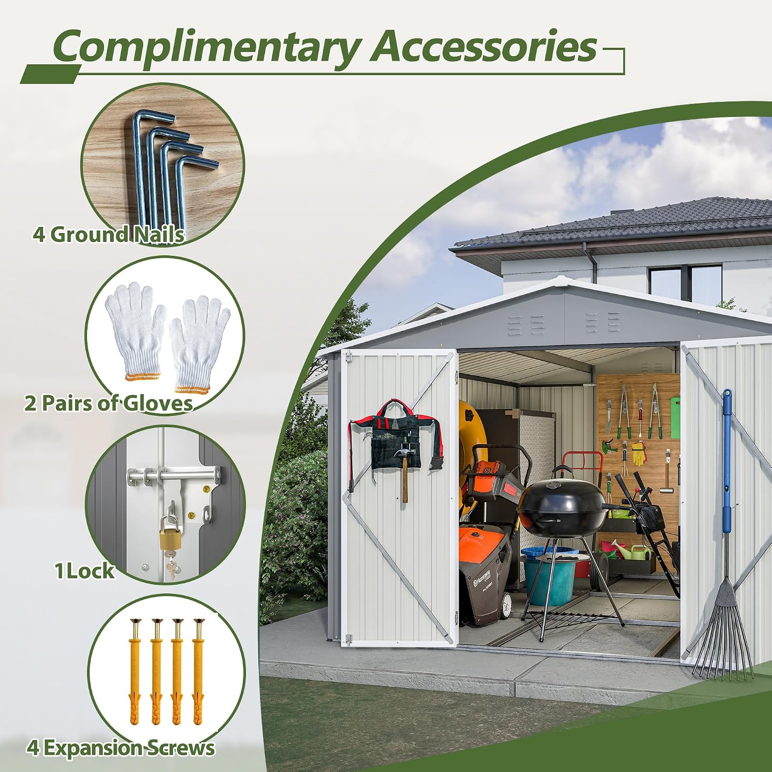 10x10 Ft Sheds & Outdoor Storage - Large Metal Outdoor Storage Shed with Floor Frame Large Heavy Duty Tool Storage She Shed (10x10 Ft)