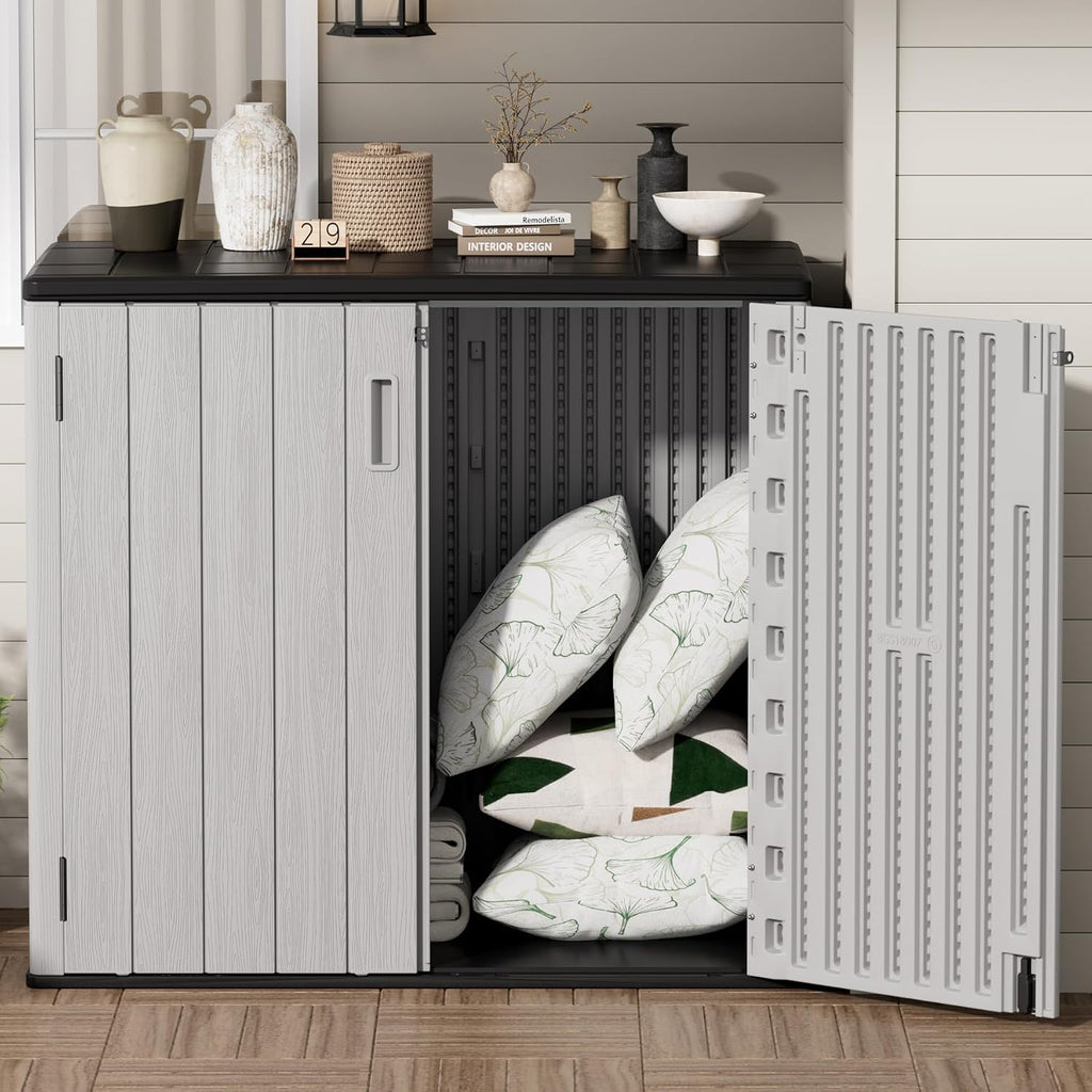 Mrosaa Outdoor Storage Cabinet for Patio & Garden Shed, 37Cu.ft Outdoor Storage Shed Waterproof,Horizontal Outdoor Cabinet for Garage, Pool Storage.