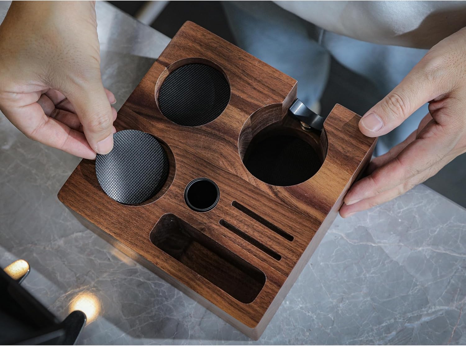 54mm Breville Espresso Machine Accessories Kit – Walnut Bottomless Portafilter, Spring Loaded Calibrated Tamper, Distribution Tool, Tamping Station & Espresso Scale with Timer