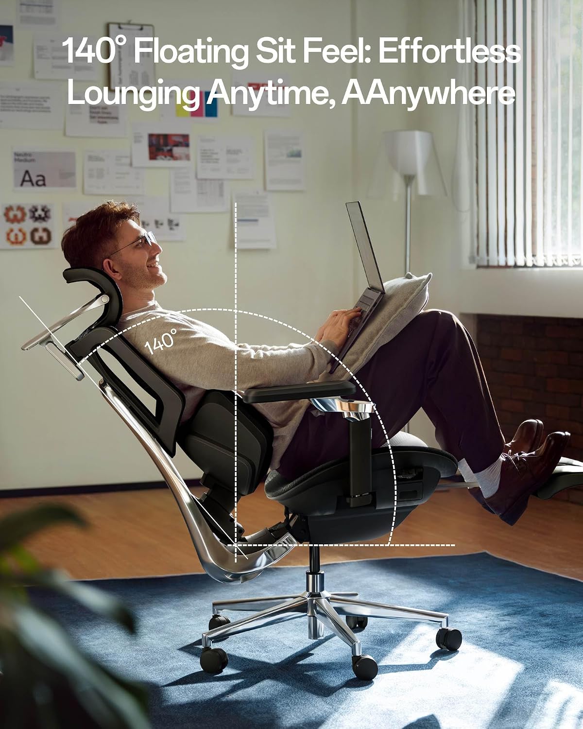 Hbada X7 Smart Ergonomic Chair, Ergonomic Office Chair, Fully Automated Lumbar Tracking, 4D Adjustable Headrest, 720° Adjustable Armrests, Ventilated Seat Cushion, Black
