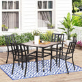 MFSTUDIO Outdoor Dining Set for 4, Patio Table and Chairs Set with Umbrella Hole, Metal Patio Dining Set for Deck/Backyard/Poolside/Garden