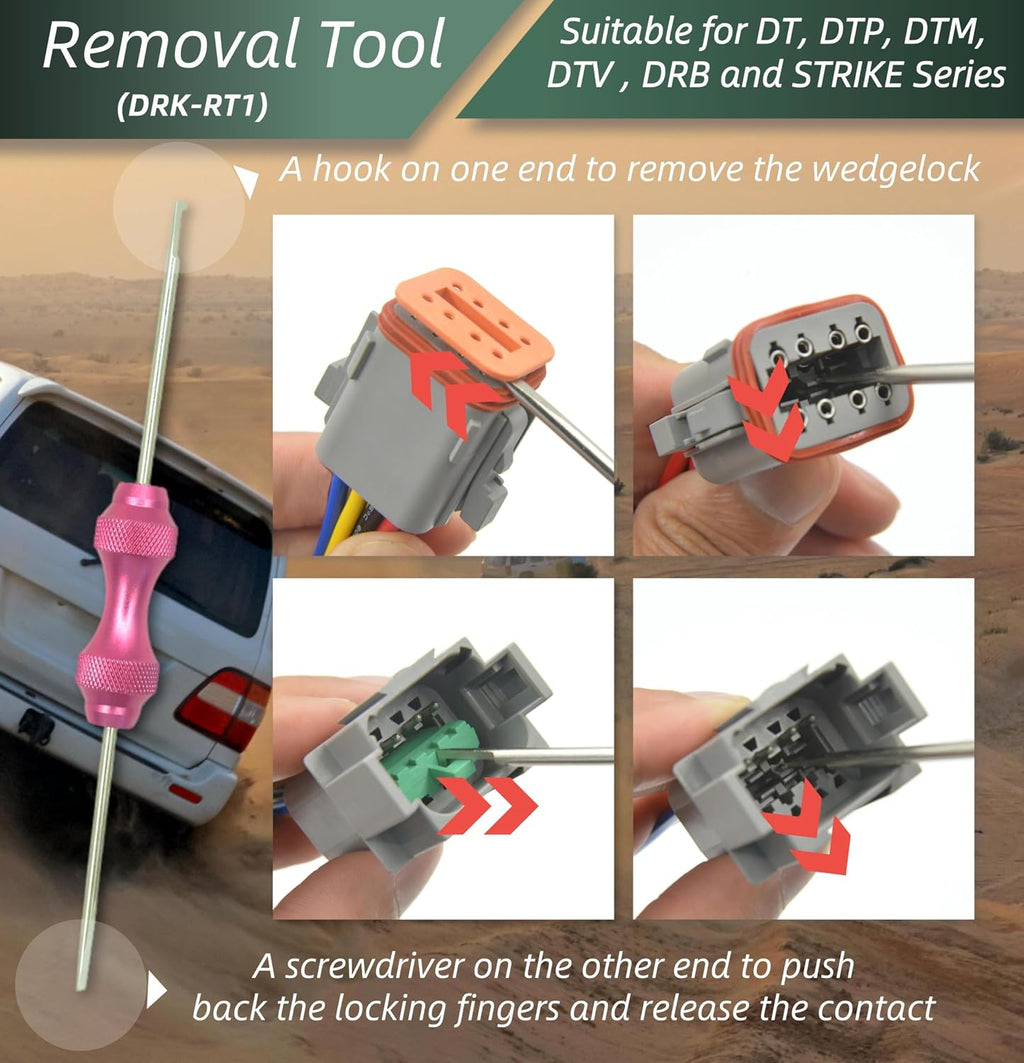 482 PCS DT Deustch Connector Kit, 2 3 4 6 8 12 Pin Waterproof Automotive Electrical Connectors, Including Deutsch Crimping Tool, Removal Tool, 16# Solid Contacts