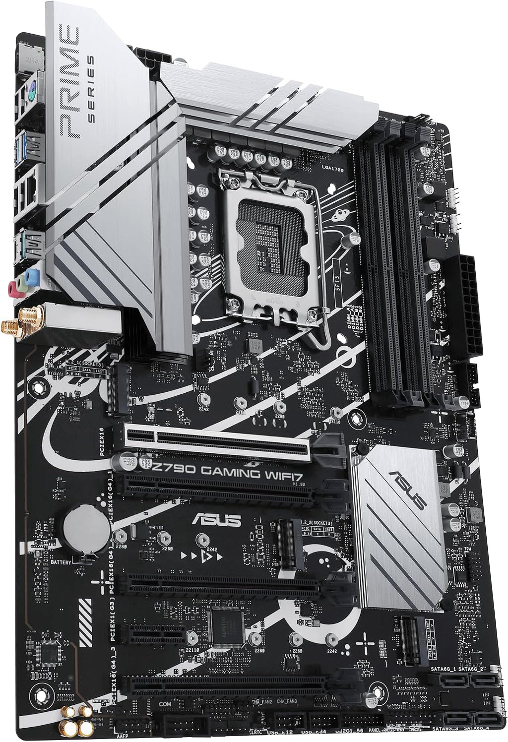 ASUS Z790 GAMING WIFI7 (LGA 1700) ATX motherboard with PCIe 5.0, three M.2 slots, 14+1 DrMOS, DDR5, Realtek 1Gb LAN, HDMI TM, USB 3.2 Gen 2x2 Type-C, front USB 3.2 Gen 1 Type-C, Thunderbolt, Aura Sync