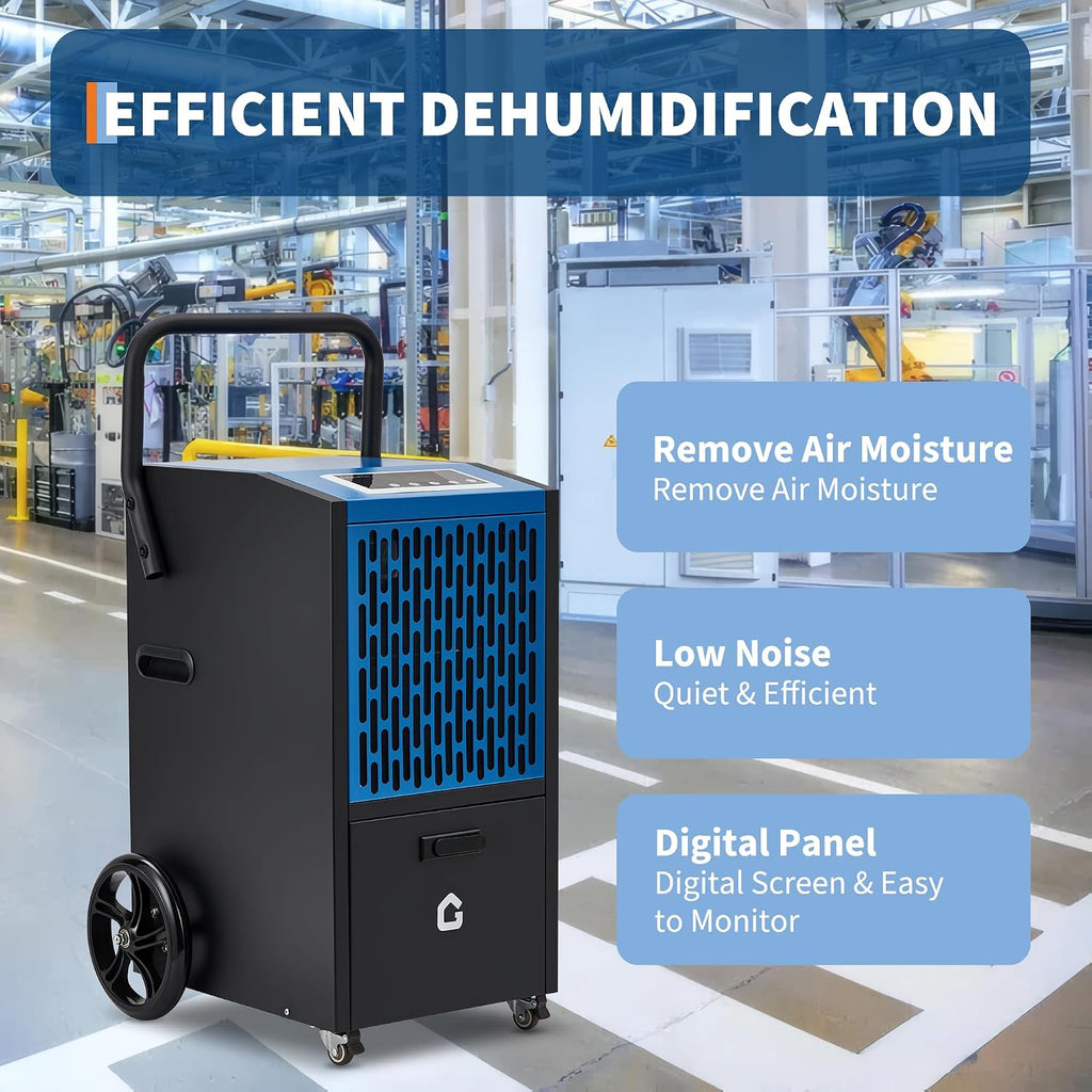 Garvee 105 pt Commercial Dehumidifier with Pump and Drain Hose Portable Industrial Heavy Duty Removal Dehumidifiers for Basements with Auto Drain,Powerful Humidity Control for Large Spaces