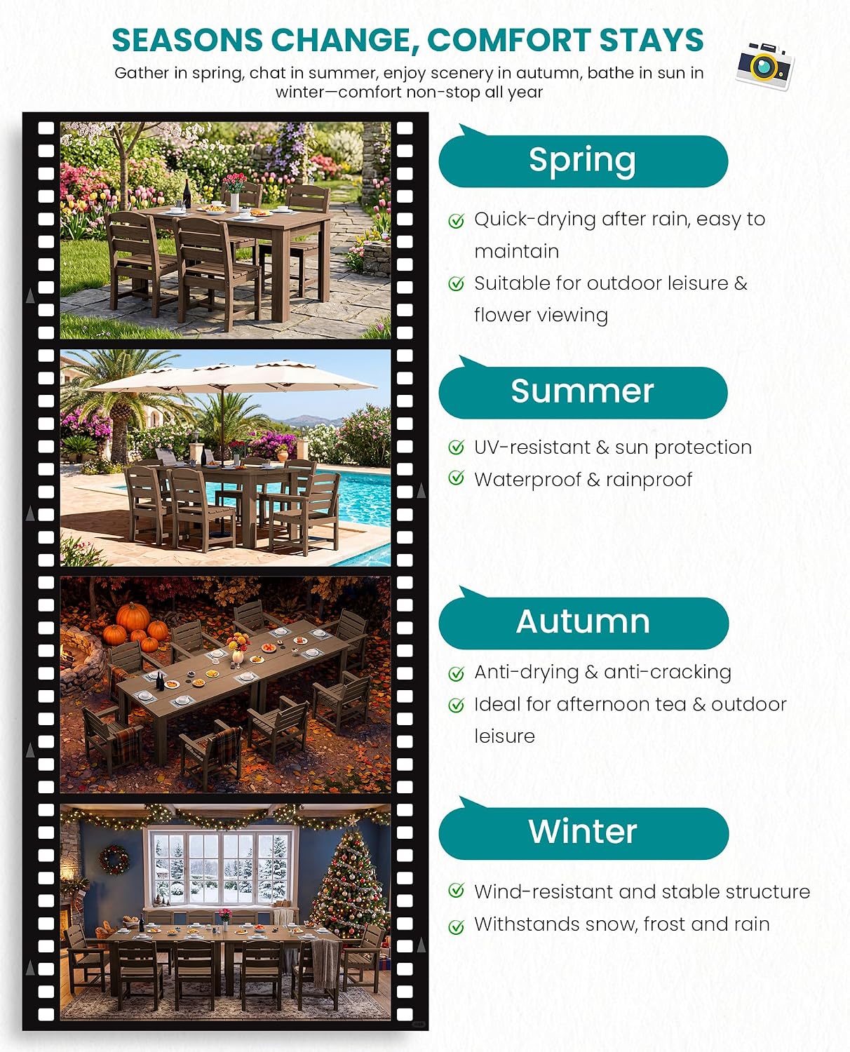 SERWALL Patio Dining Chair, All Weather Dining Chair Set of 2, Outdoor Dining Chair with Widened Seat, Brown