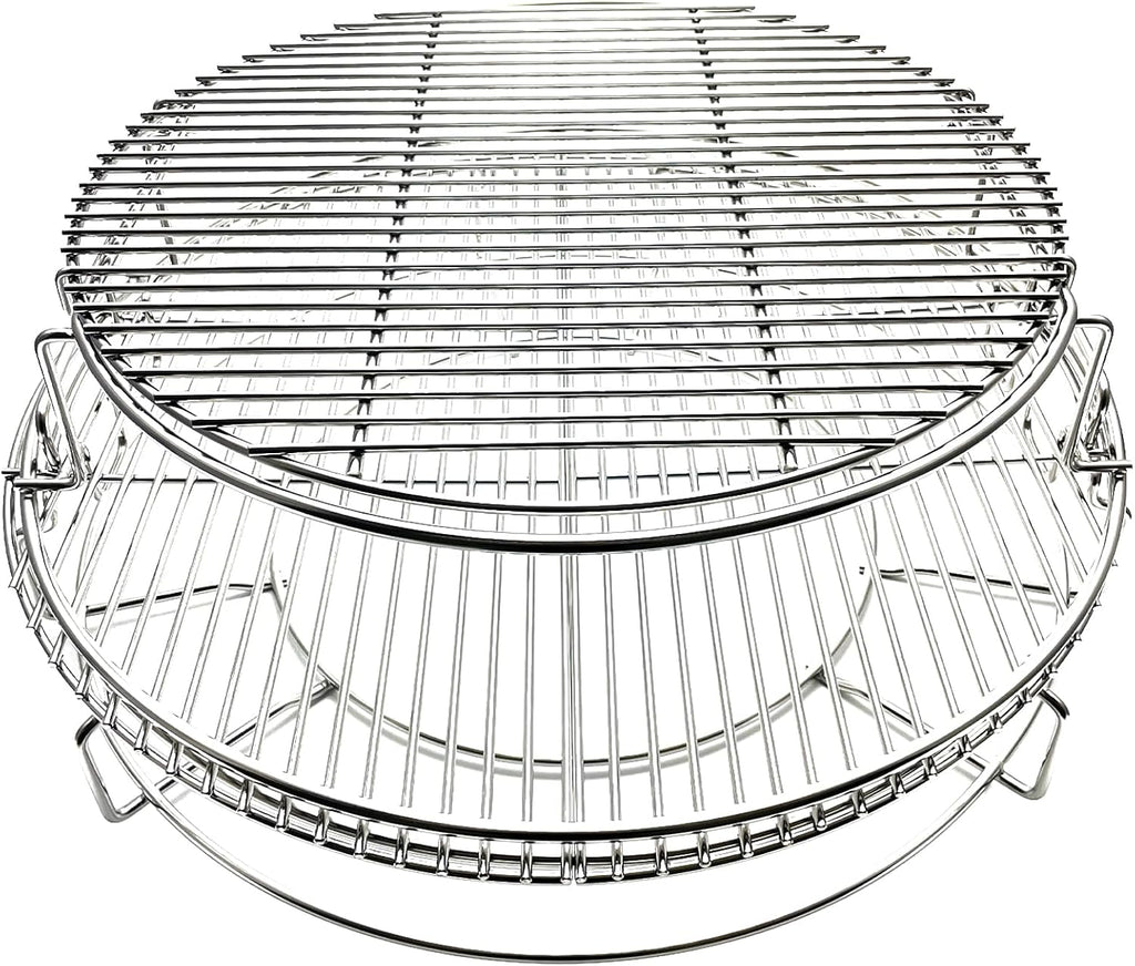 Multi-Level Base Rack Grill Cooking Grates Stack Rack System Kit for BGE, Big Green Egg XL, Kamado Joe Big Joe Smokers 24-inch Charcoal Grill，Expander Rack Cooking Basket Cooking Rack Eggspander Grid