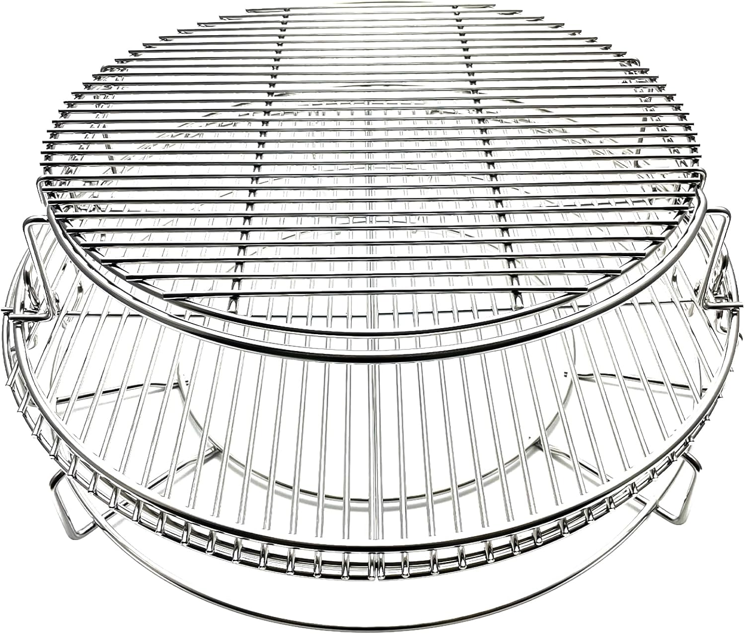 Multi-Level Base Rack Grill Cooking Grates Stack Rack System Kit for BGE, Big Green Egg XL, Kamado Joe Big Joe Smokers 24-inch Charcoal Grill，Expander Rack Cooking Basket Cooking Rack Eggspander Grid