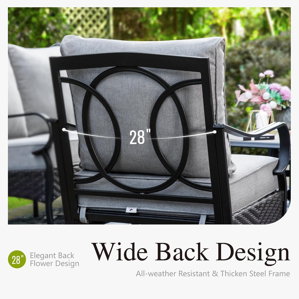 Sophia & William Extra Large Outdoor Patio Sofa Chairs Set 2 PCS Heavy-Duty Porch Furniture with High Back & Deep Seating Area, 5.5' Thicken Cushions for Deck, Lawn, Outside (Grey)