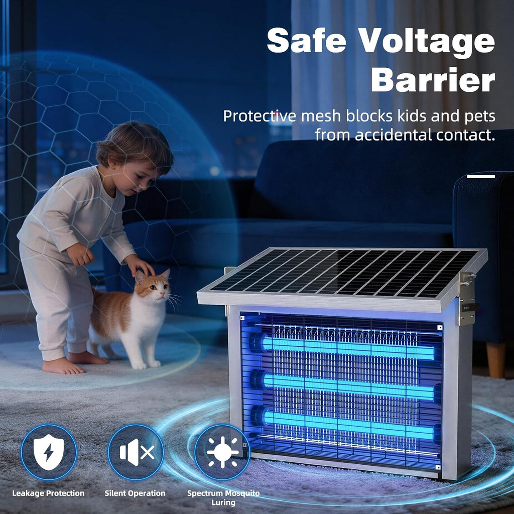 Powerful Large Solar Bug Zapper Outdoor for 10000 sq.ft, Poartable Rechargeable Mosquito Zapper with High Powered, Cordless Solar Fly Zapper for Patio Garden Backyard Farm Pest Control